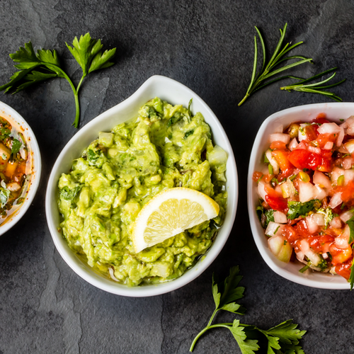 Salsa and guacamole trio